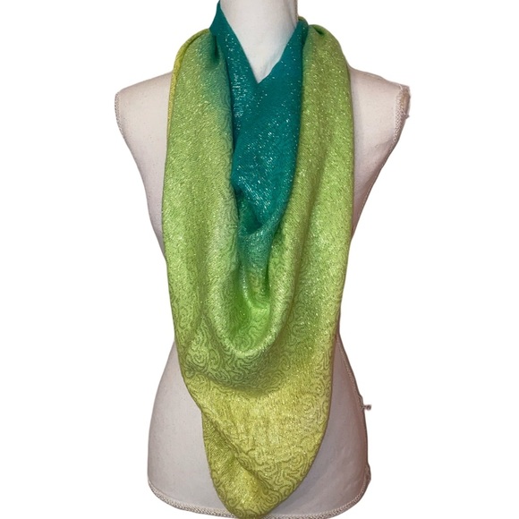 Scarf/Swimsuit Wrap in Chartreuse/Yellow/Green w/ Sewn in Shimmer - Picture 1 of 5
